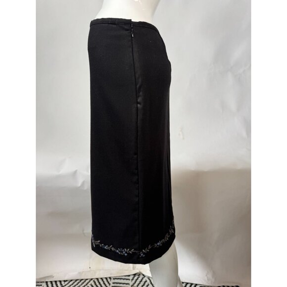 Gap Womens Black Embroidered Hem Midi Skirt Size 6 Polyester Rayon Spandex - Picture 8 of 16